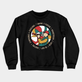 Colorful Jazz Musician with Jazz Genres Crewneck Sweatshirt